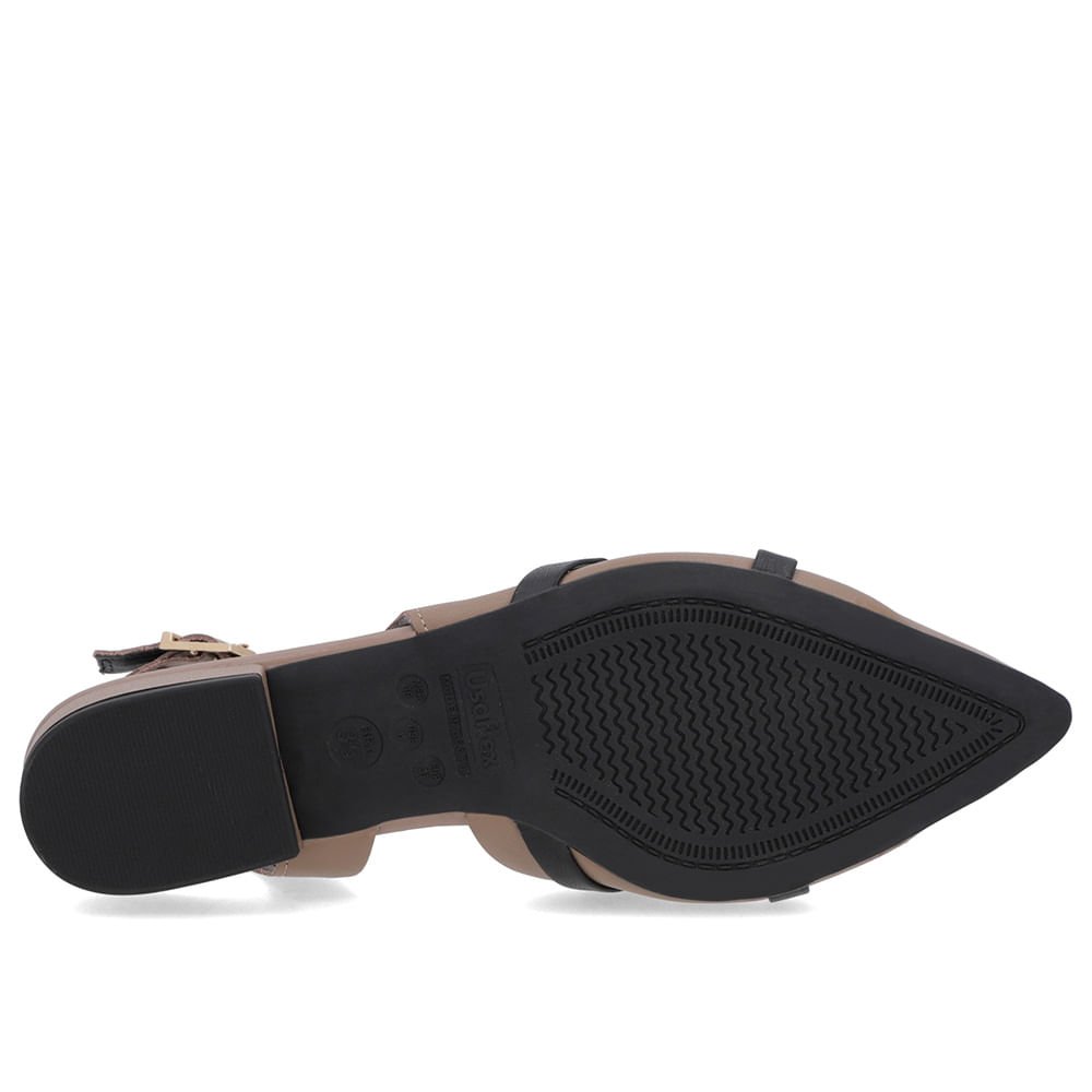 Slingback Marrom Semi Aberto Couro Liso Tiras Marrom 5