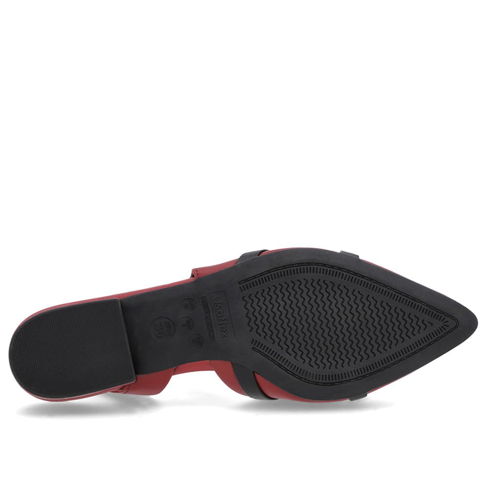 Slingback Vermelho Semi Aberto Couro Liso Tiras Vermelho 5
