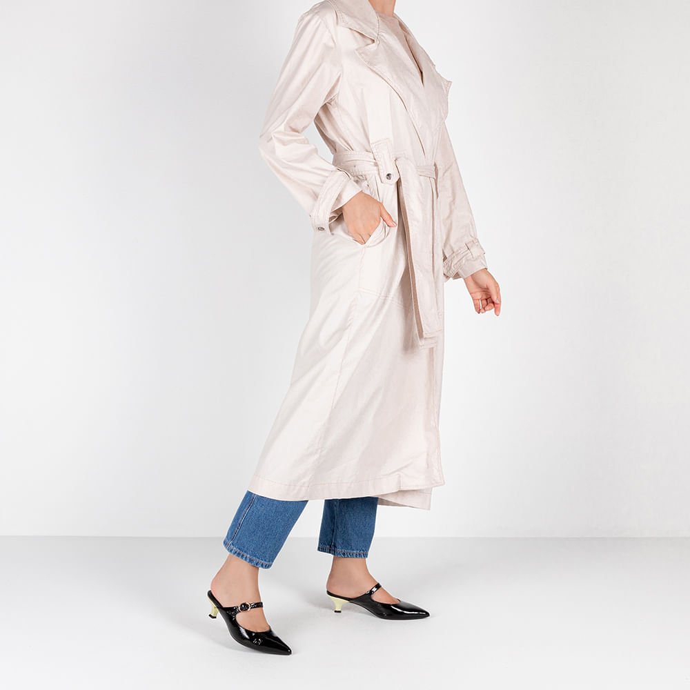 Mule Preta Verniz Salto Kitten Tira Preto 4