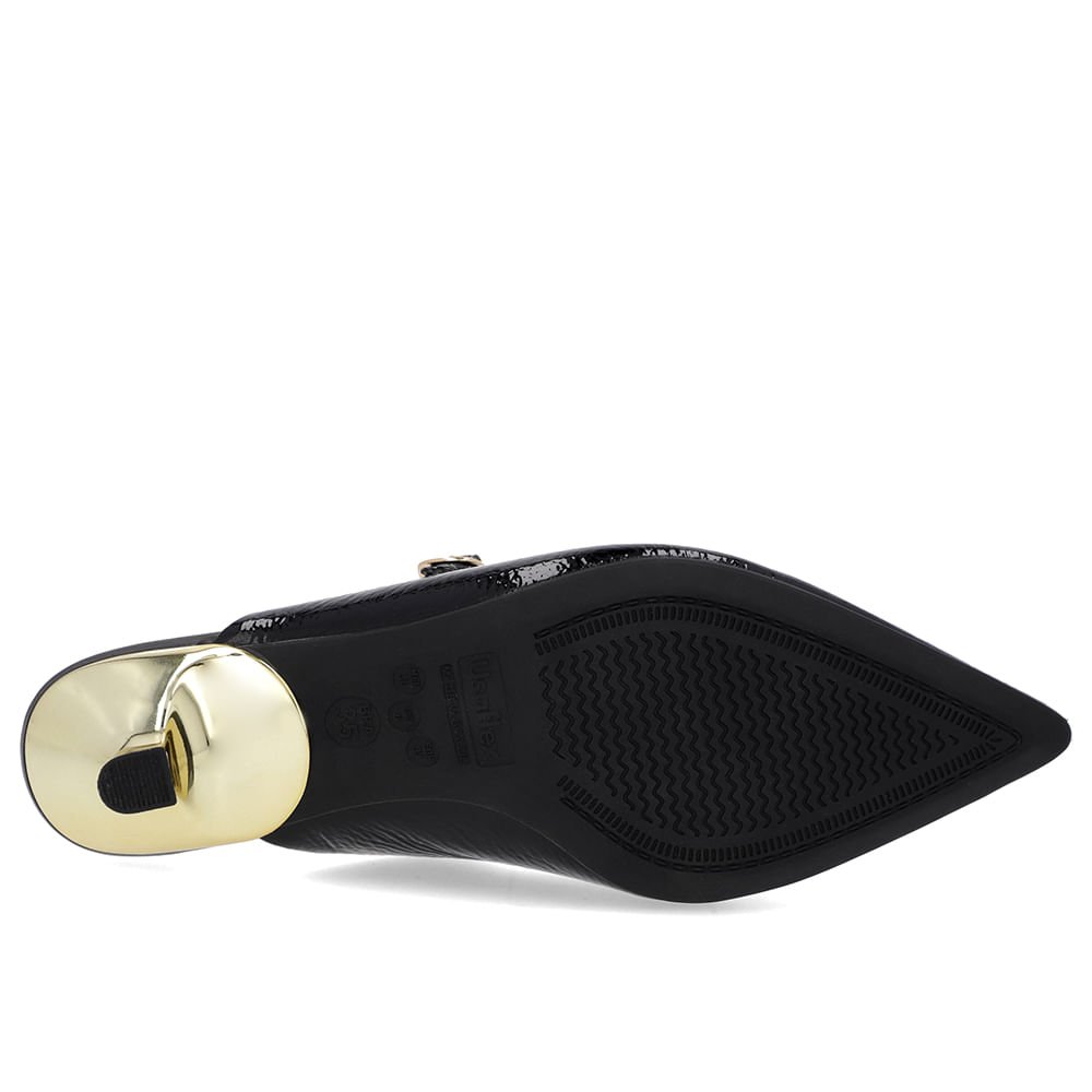 Mule Preta Verniz Salto Kitten Tira Preto 5