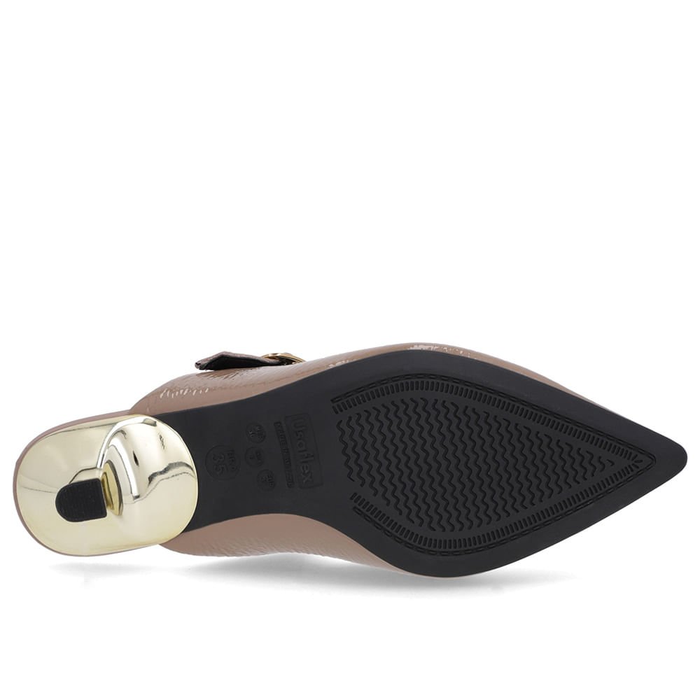 Mule Marrom Verniz Salto Kitten Tira Marrom 5