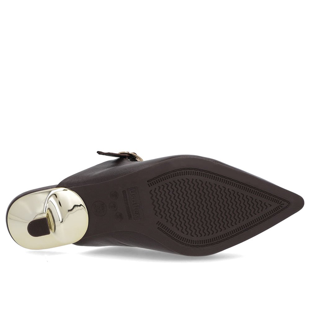 Mule Marrom Couro Salto Kitten Tira Marrom 5