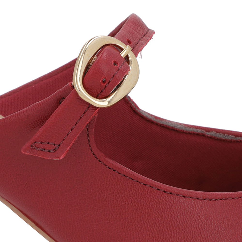 Mule Vermelha Couro Salto Kitten Tira Vermelho 4