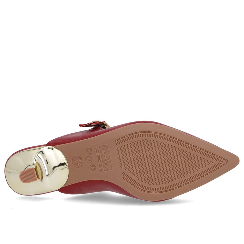 Mule Vermelha Couro Salto Kitten Tira Vermelho 5