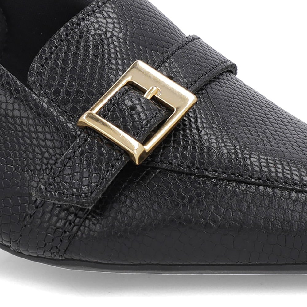 Slingback Preto Tira Calcanhar Couro Preto 4