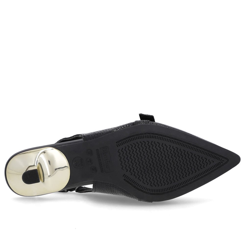 Slingback Preto Tira Calcanhar Couro Preto 5