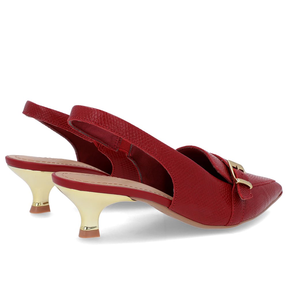 Slingback Vermelho Tira Calcanhar Couro Vermelho 3