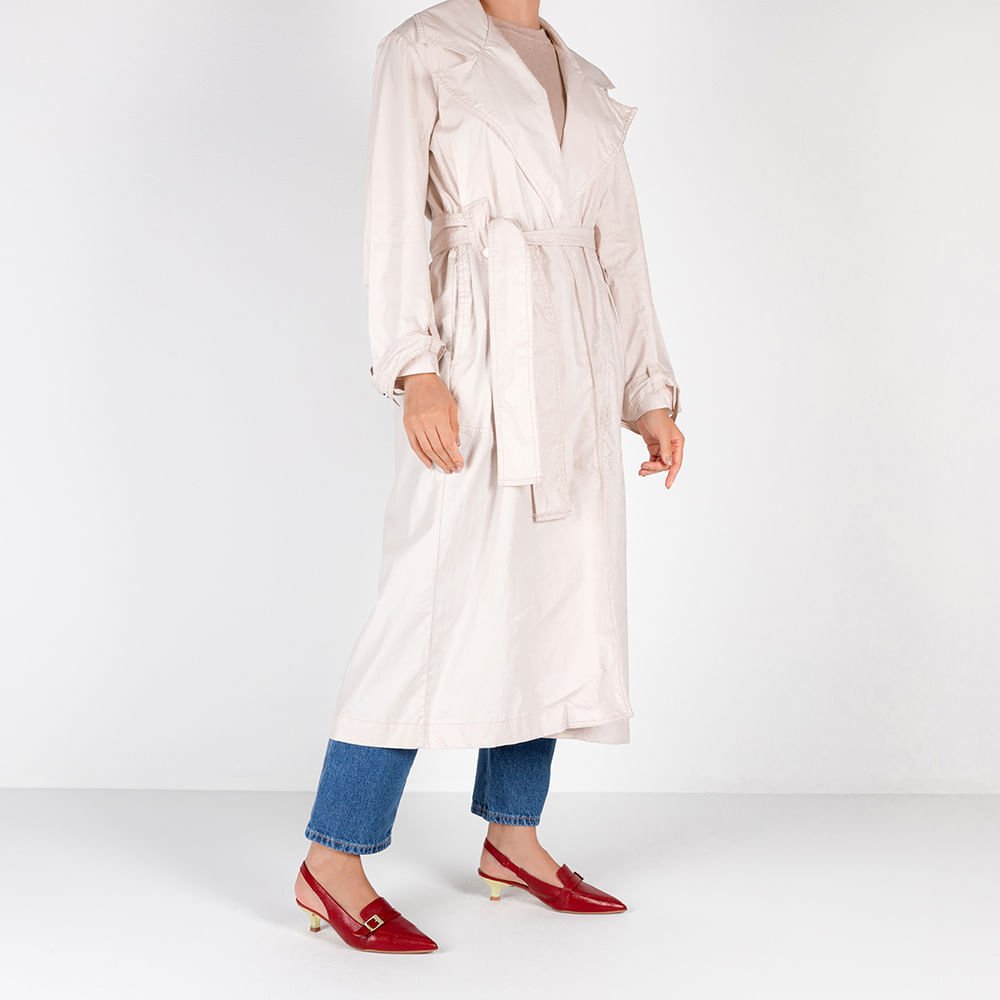 Slingback Vermelho Tira Calcanhar Couro Vermelho 4