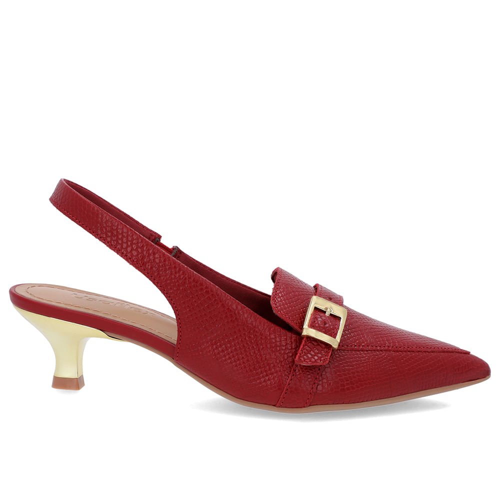 Slingback Vermelho Tira Calcanhar Couro