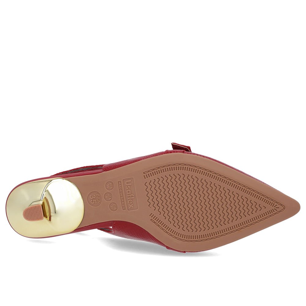 Slingback Vermelho Tira Calcanhar Couro Vermelho 5