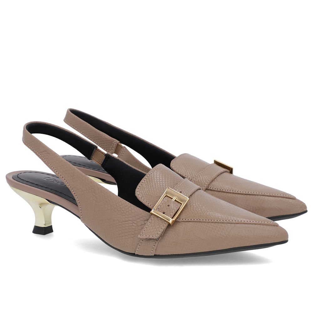 Slingback Marrom Tira Calcanhar Couro Marrom 3