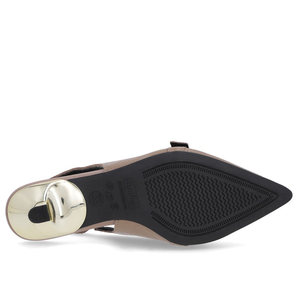 Slingback Marrom Tira Calcanhar Couro Marrom 5