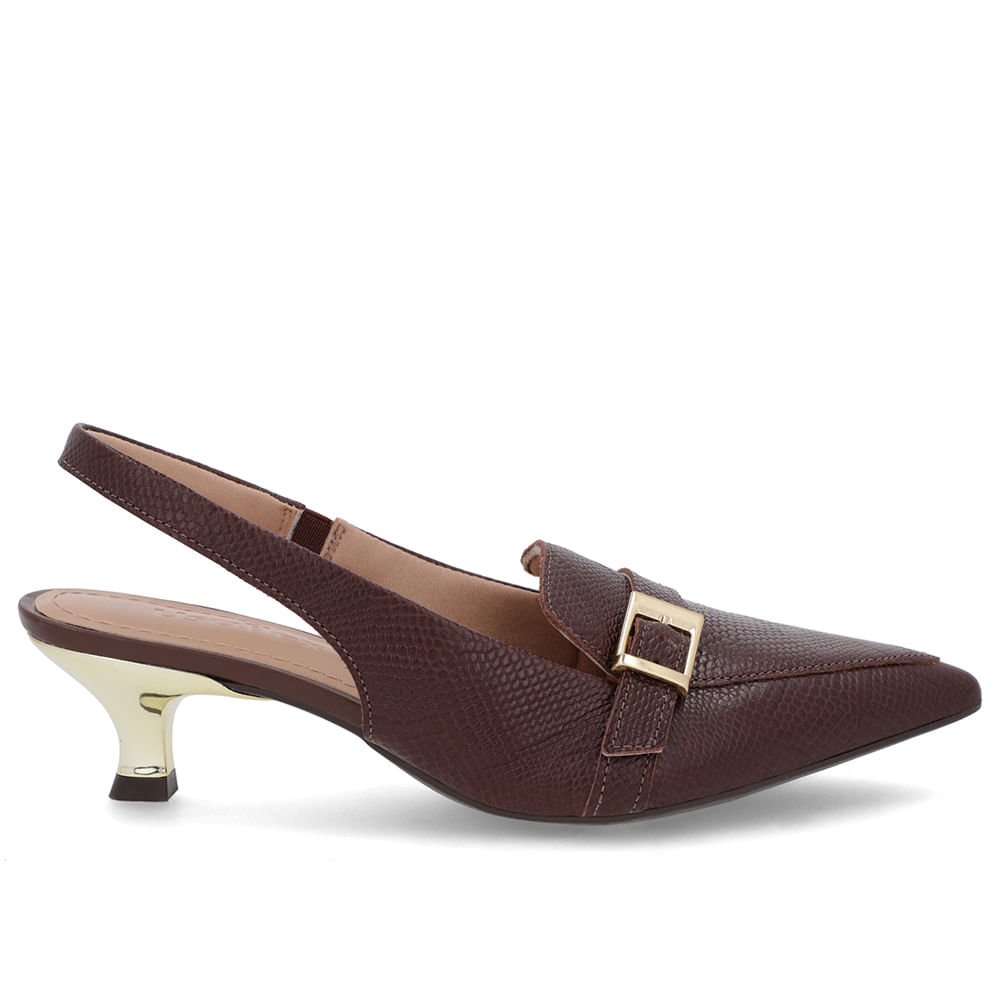 Slingback Marrom Tira Calcanhar Couro