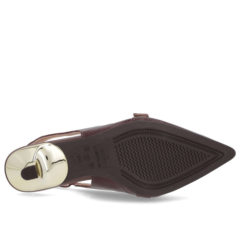 Slingback Marrom Tira Calcanhar Couro Marrom 5