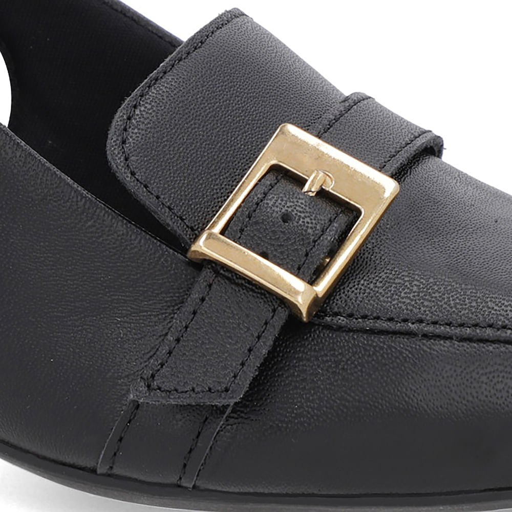 Slingback Preto Tira Calcanhar Couro Preto 4