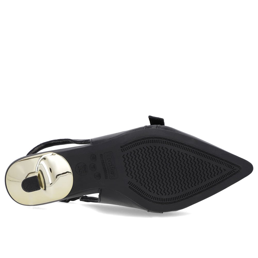 Slingback Preto Tira Calcanhar Couro Preto 5