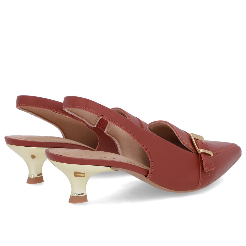 Slingback Marrom Tira Calcanhar Couro Marrom 3