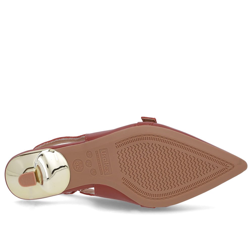 Slingback Marrom Tira Calcanhar Couro Marrom 5