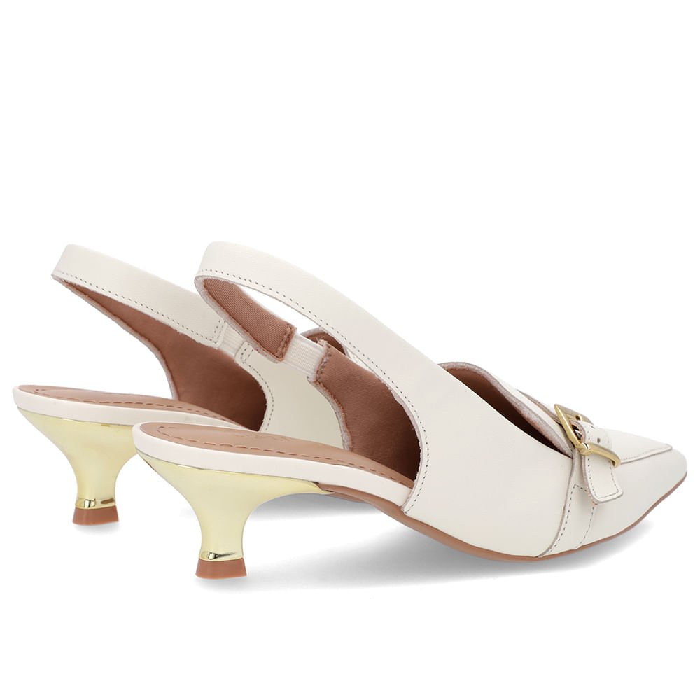 Slingback Branco Marfim Tira Calcanhar Couro Branco 3