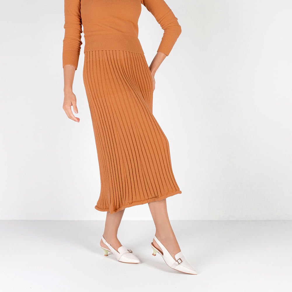 Slingback Branco Marfim Tira Calcanhar Couro Branco 4