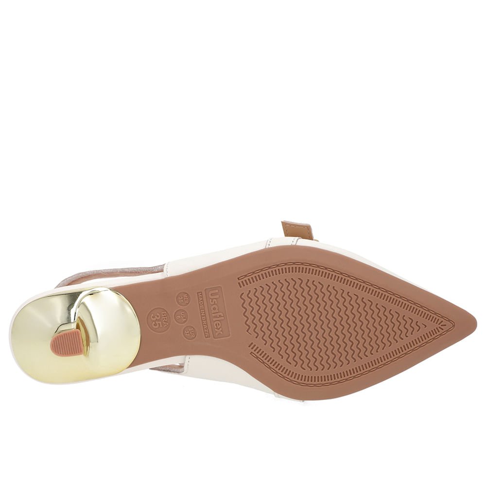 Slingback Branco Marfim Tira Calcanhar Couro Branco 5