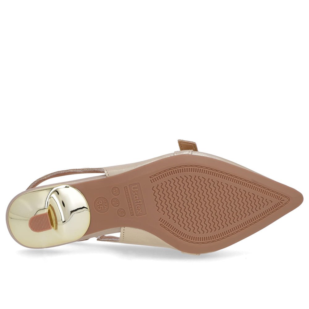 Slingback Dourado Tira Calcanhar Couro Dourado 5