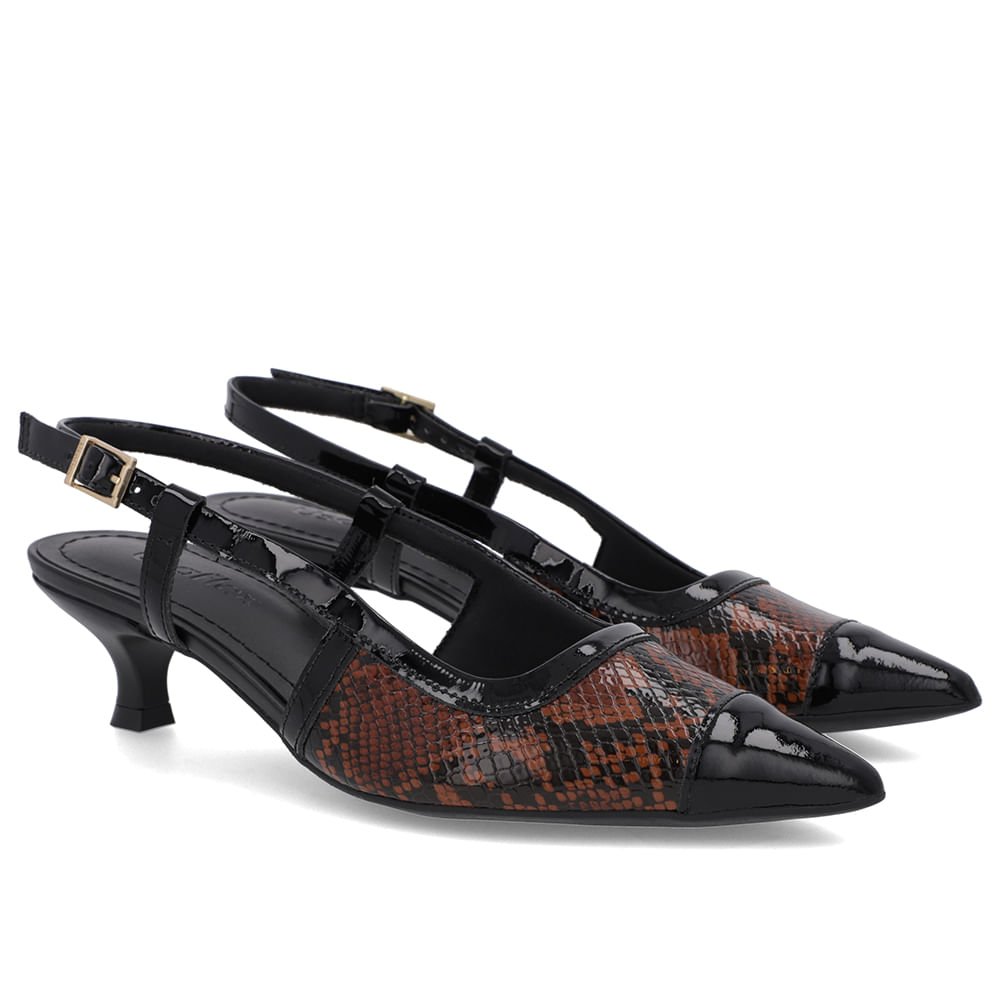 Slingback Animal Print Salto Kitten Couro Animal Print 2