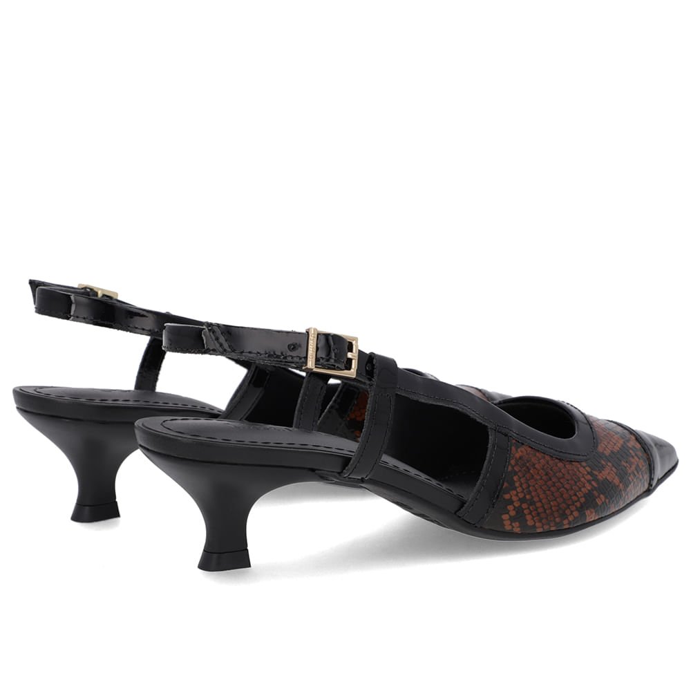 Slingback Animal Print Salto Kitten Couro Animal Print 3