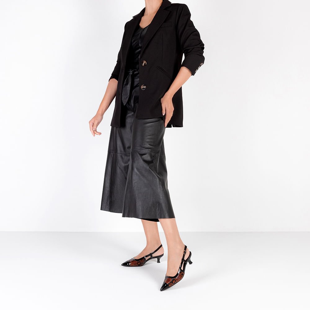 Slingback Animal Print Salto Kitten Couro Animal Print 4