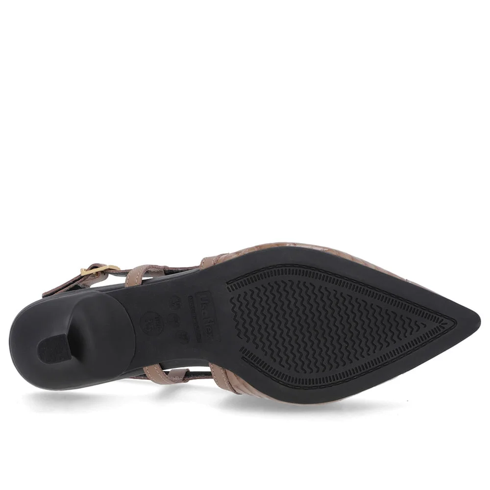 Slingback Marrom Salto Kitten Couro Croco Marrom 5