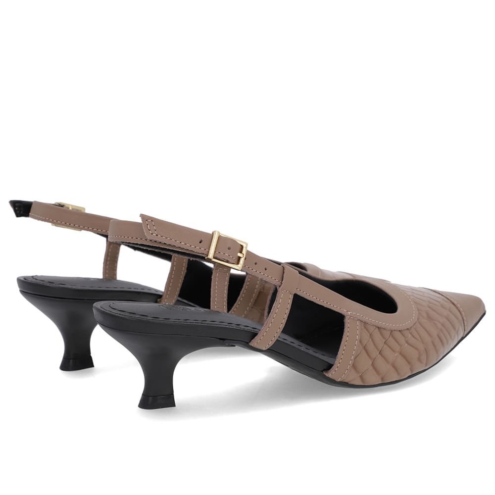 Slingback Marrom Salto Kitten Couro Croco Marrom 3