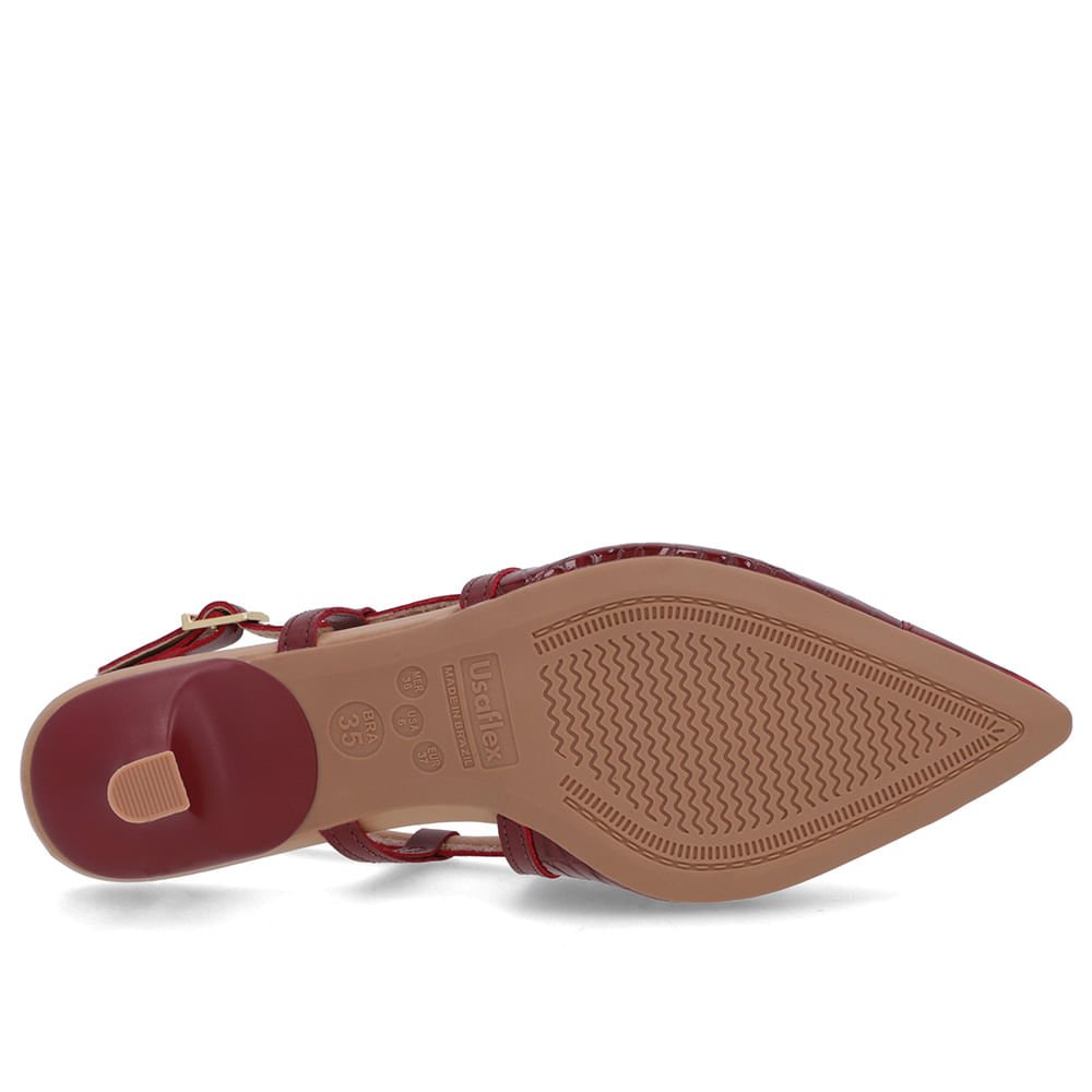 Slingback Vermelho Salto Kitten Couro Croco Vermelho 5