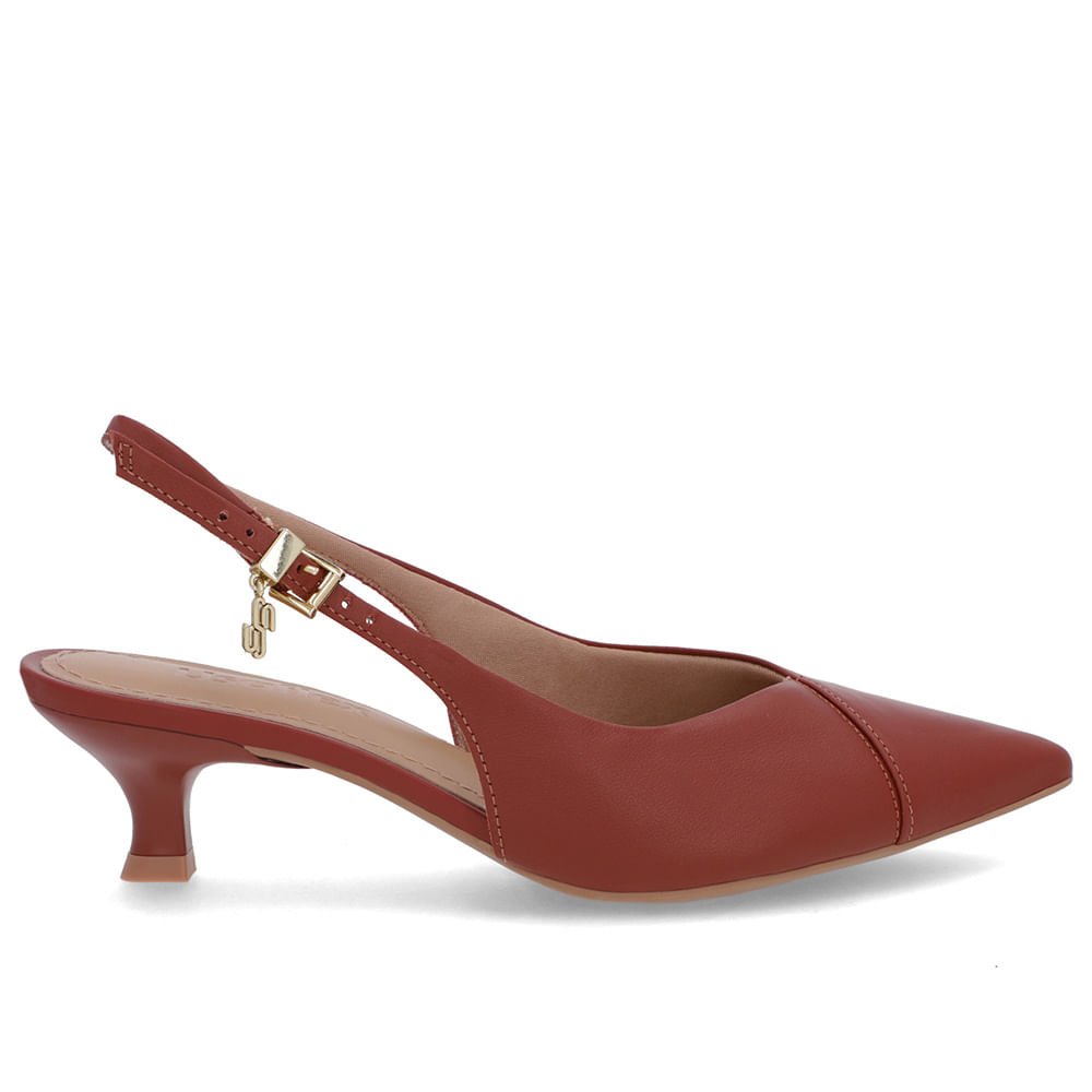 Slingback Marrom Salto Kitten Semi Aberto Couro