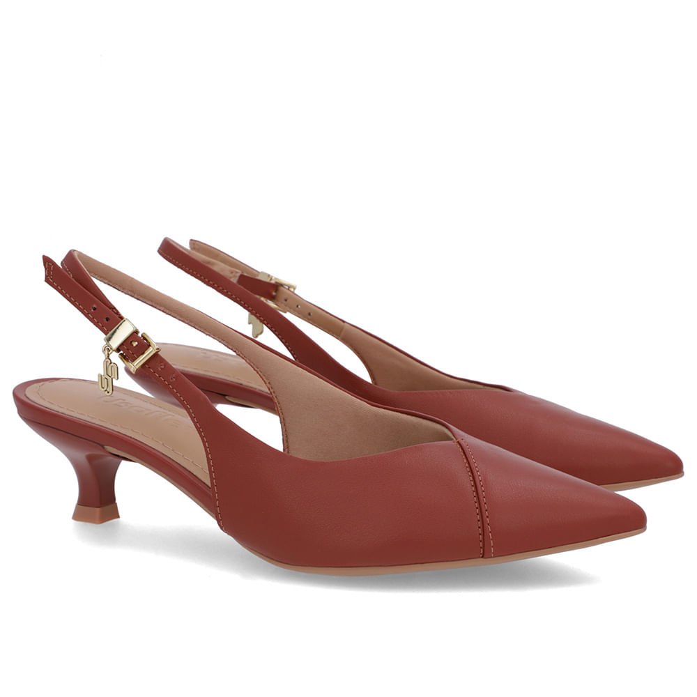 Slingback Marrom Salto Kitten Semi Aberto Couro Marrom 2