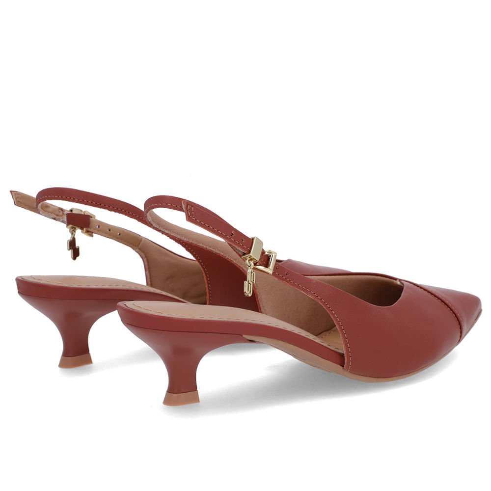 Slingback Marrom Salto Kitten Semi Aberto Couro Marrom 3