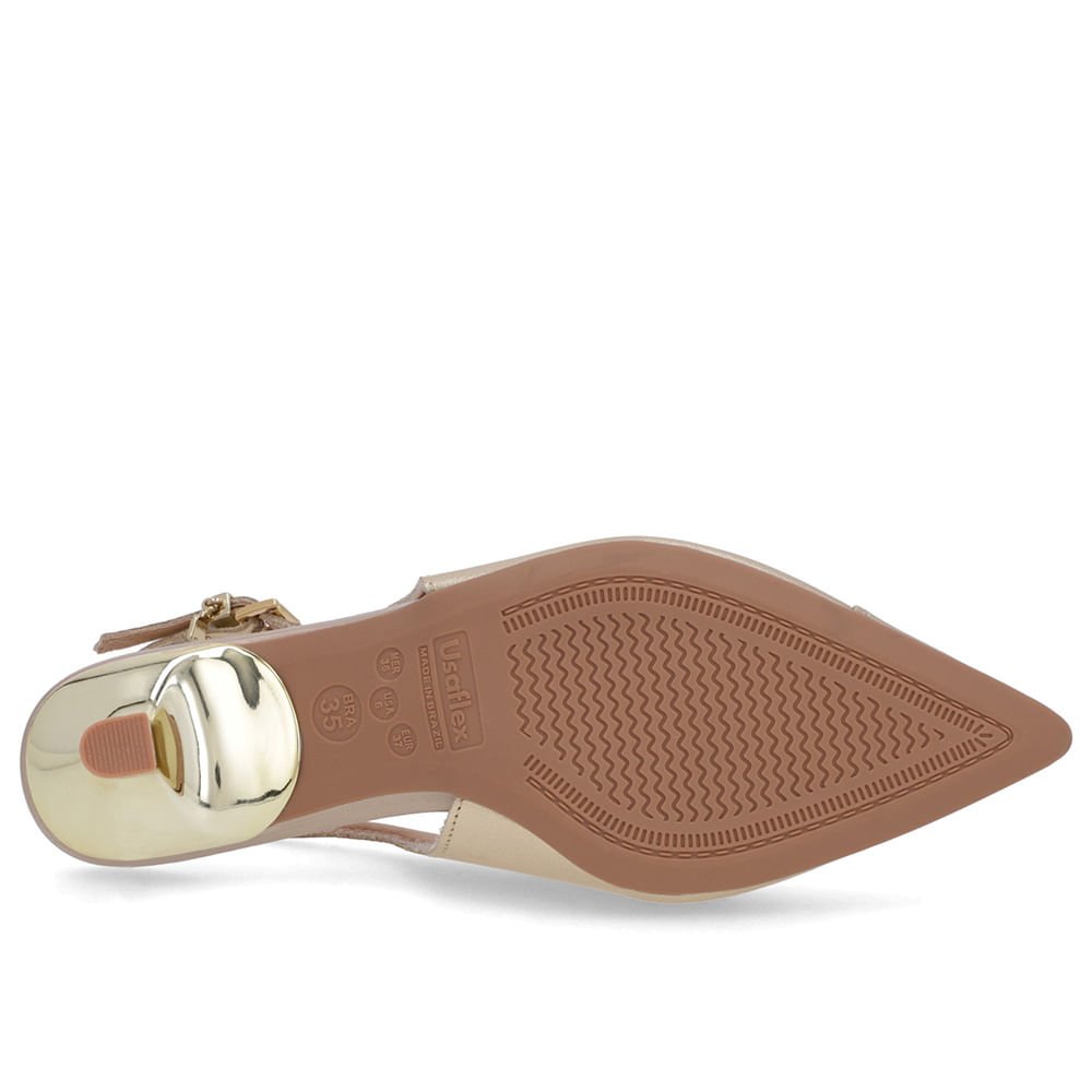Slingback Dourado Salto Kitten Semi Aberto Couro Dourado 5