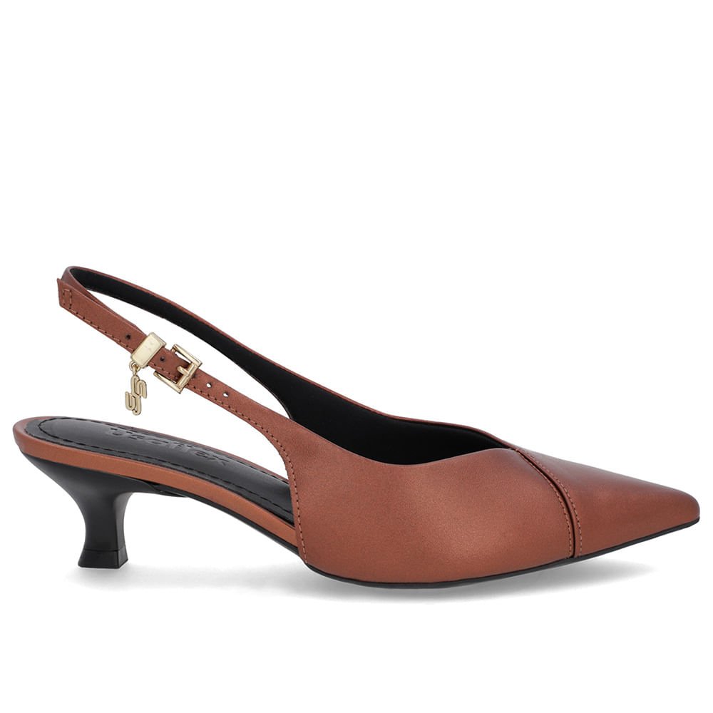 Slingback Cobre Salto Kitten Semi Aberto Couro