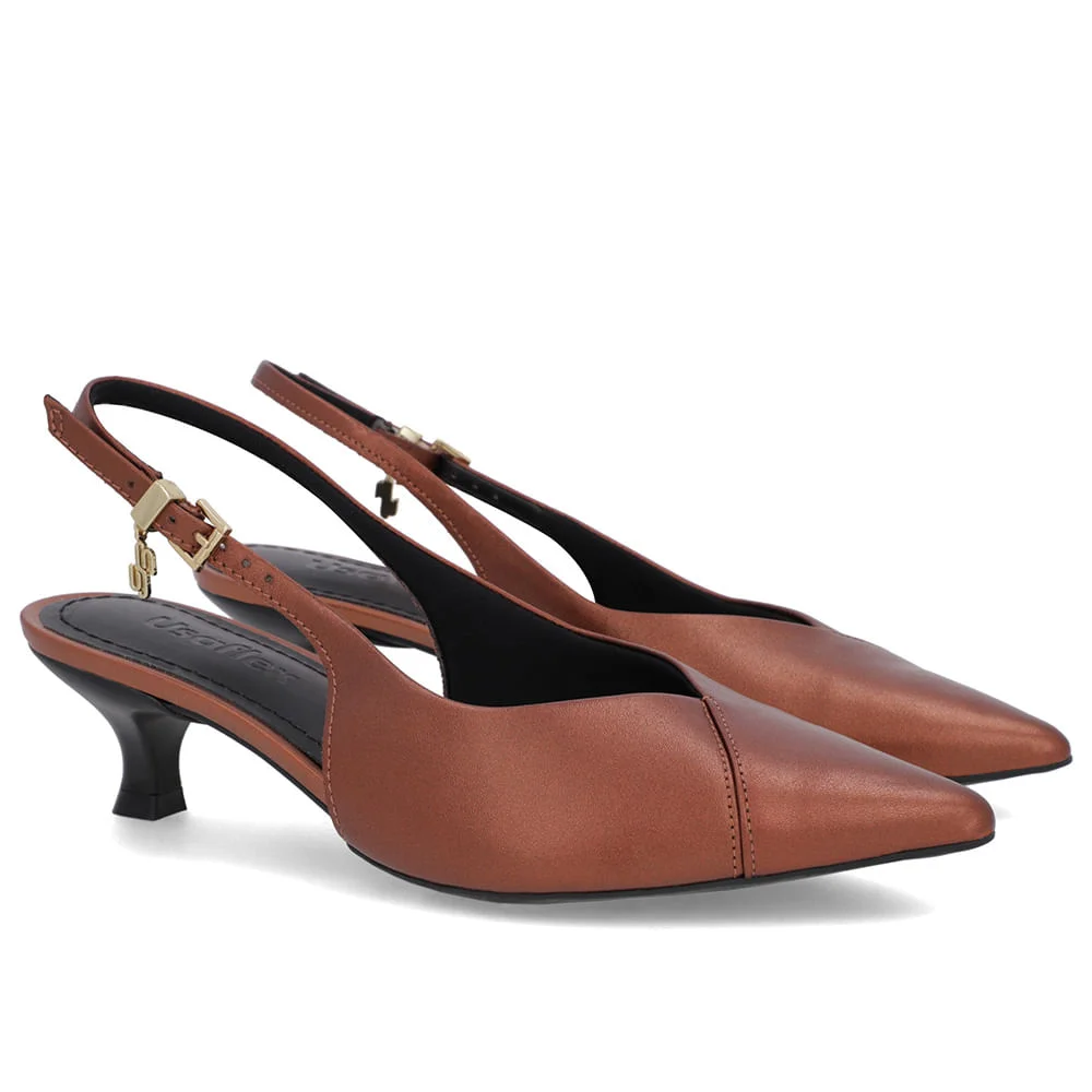 Slingback Cobre Salto Kitten Semi Aberto Couro Cobre 2