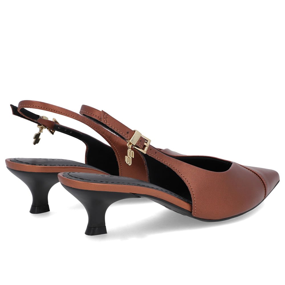 Slingback Cobre Salto Kitten Semi Aberto Couro Cobre 3