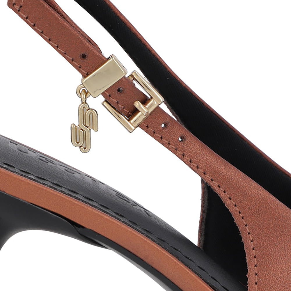Slingback Cobre Salto Kitten Semi Aberto Couro Cobre 4