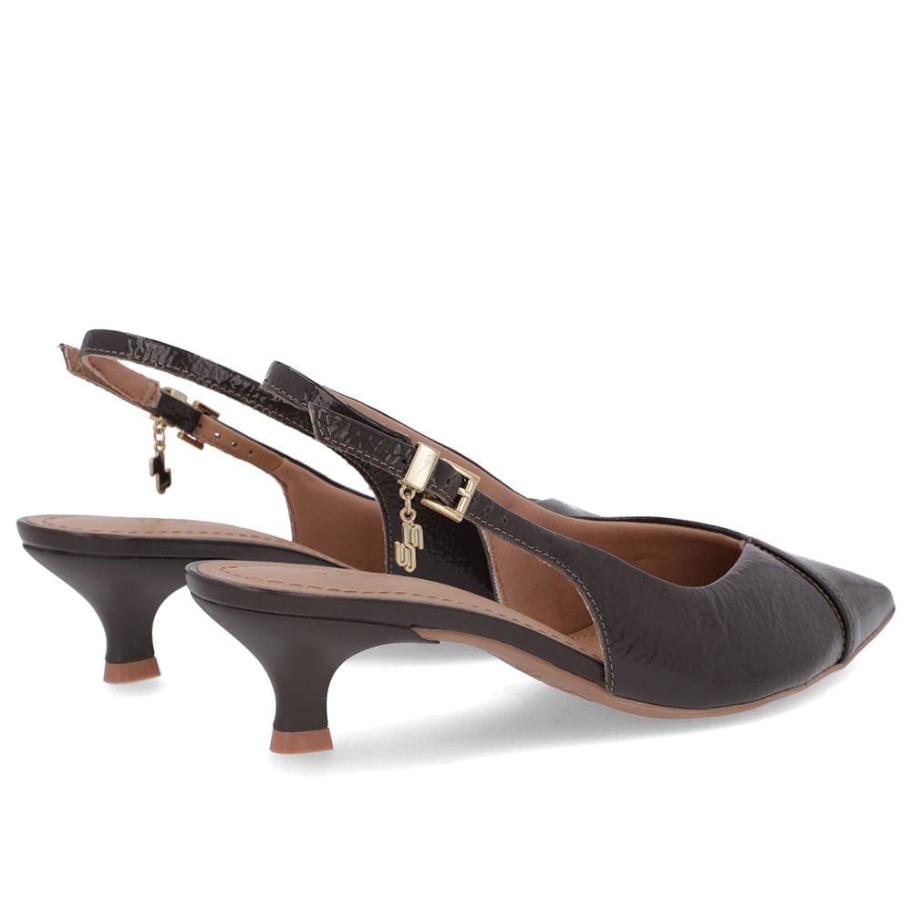 Slingback Marrom Salto Kitten Semi Aberto Verniz Marrom 3