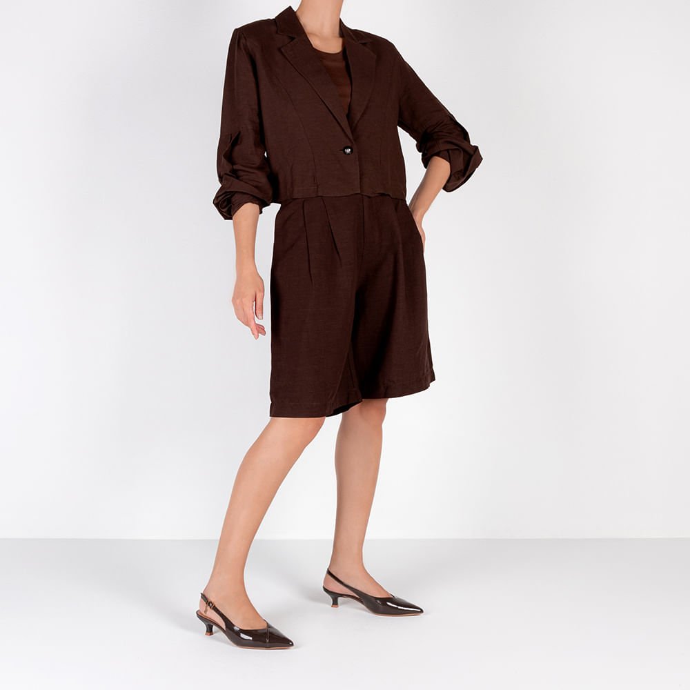 Slingback Marrom Salto Kitten Semi Aberto Verniz Marrom 4