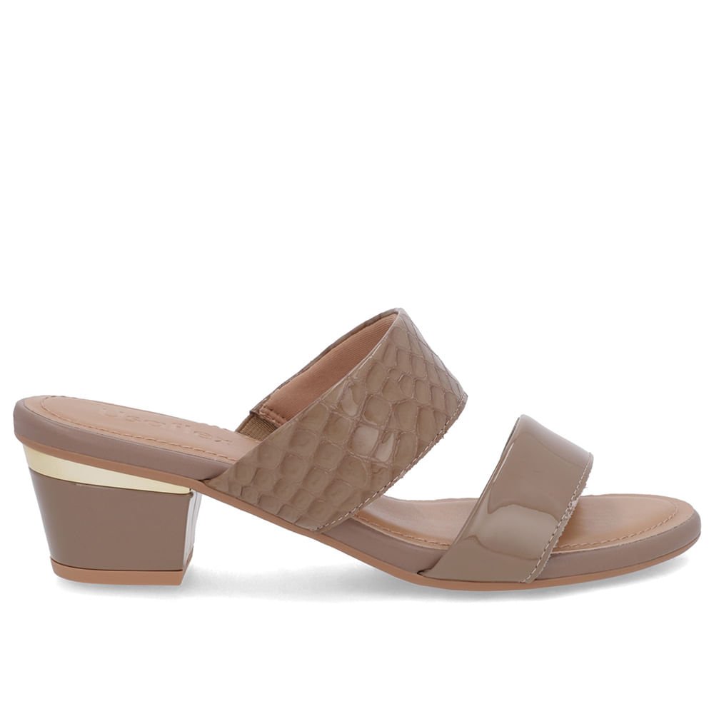 Tamanco Marrom Couro Croco Tiras