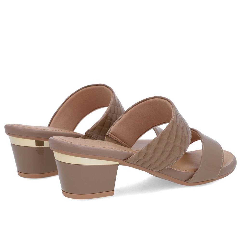 Tamanco Marrom Couro Croco Tiras Marrom 3