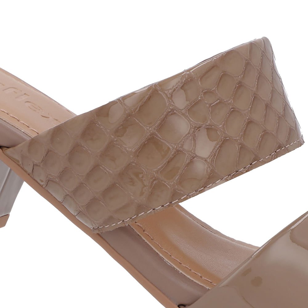 Tamanco Marrom Couro Croco Tiras Marrom 4