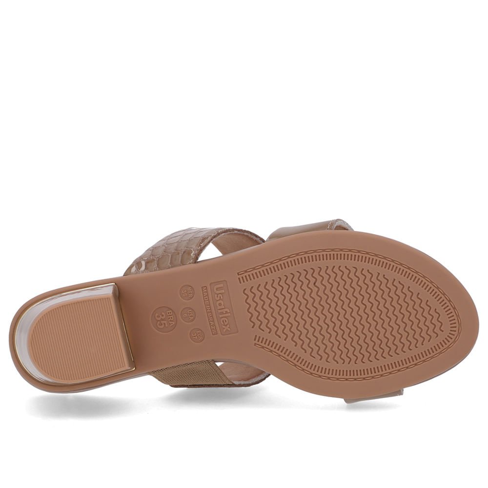 Tamanco Marrom Couro Croco Tiras Marrom 5