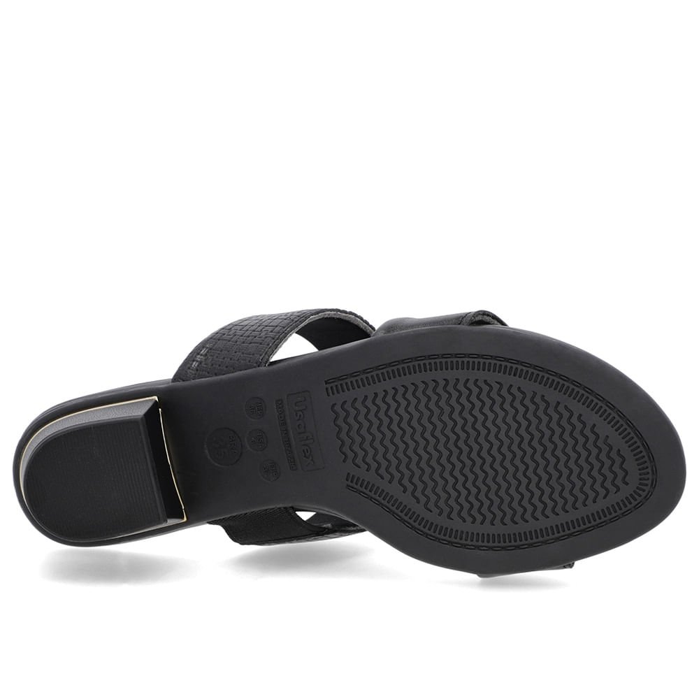 Tamanco Preto Couro Textura Tiras Preto 5