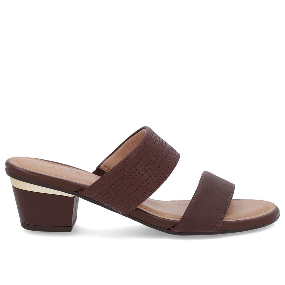 Tamanco Marrom Couro Textura Tiras