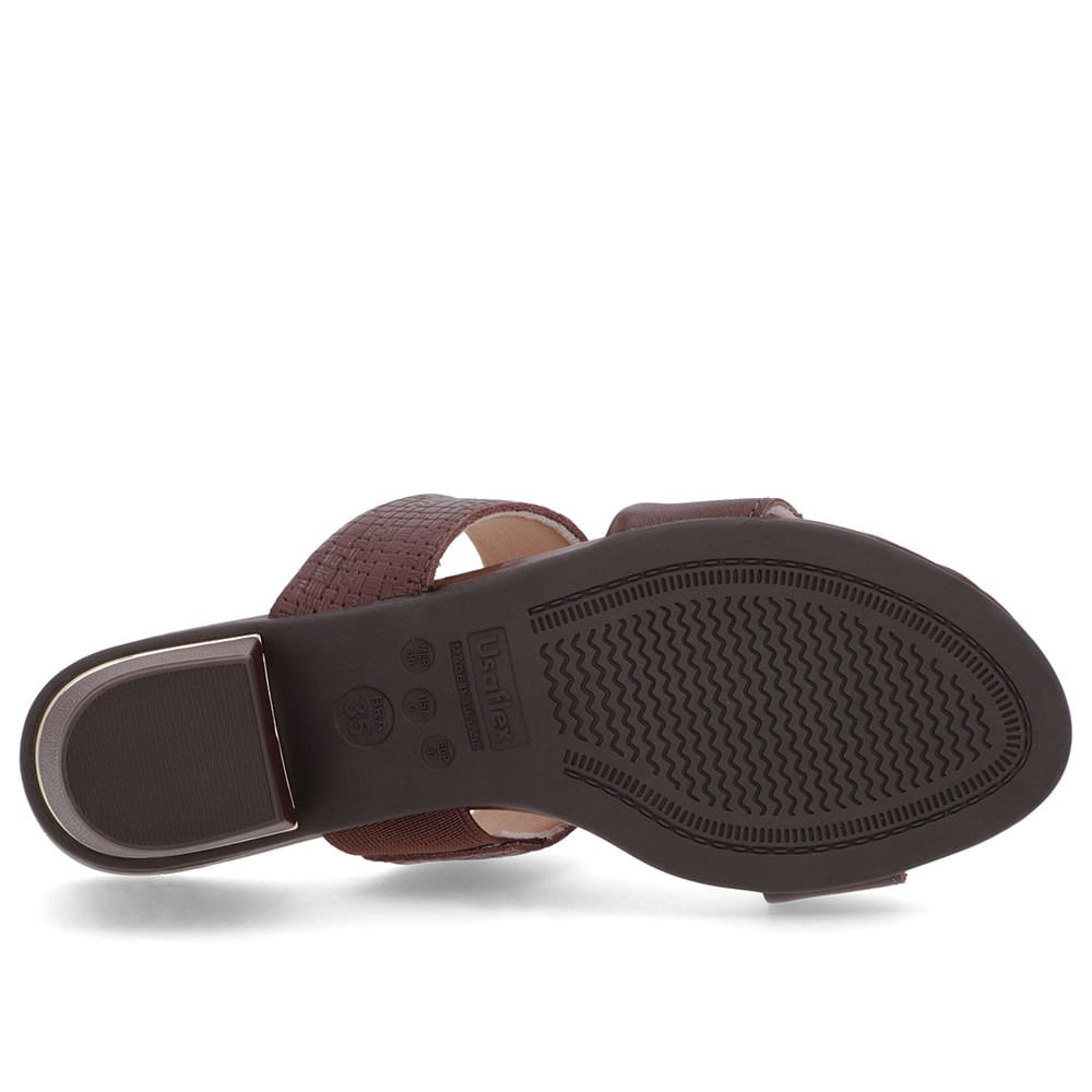 Tamanco Marrom Couro Textura Tiras Marrom 5