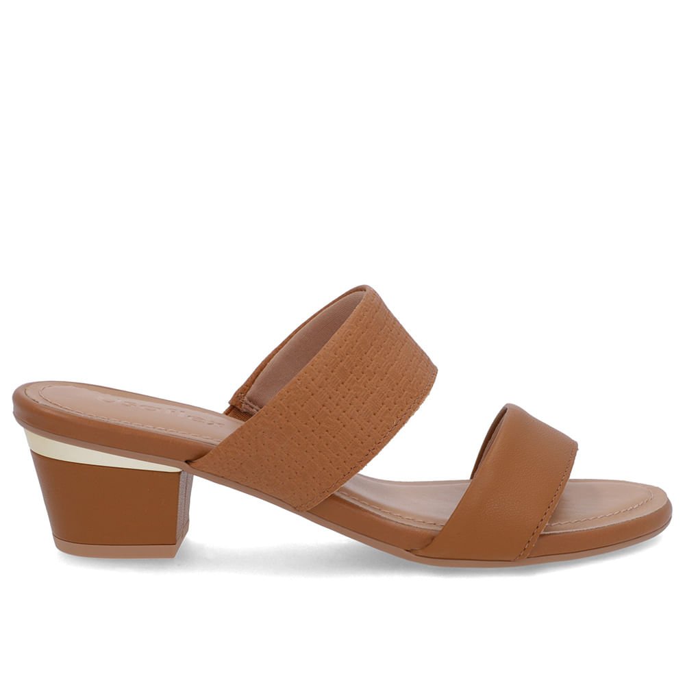 Tamanco Marrom Couro Textura Tiras